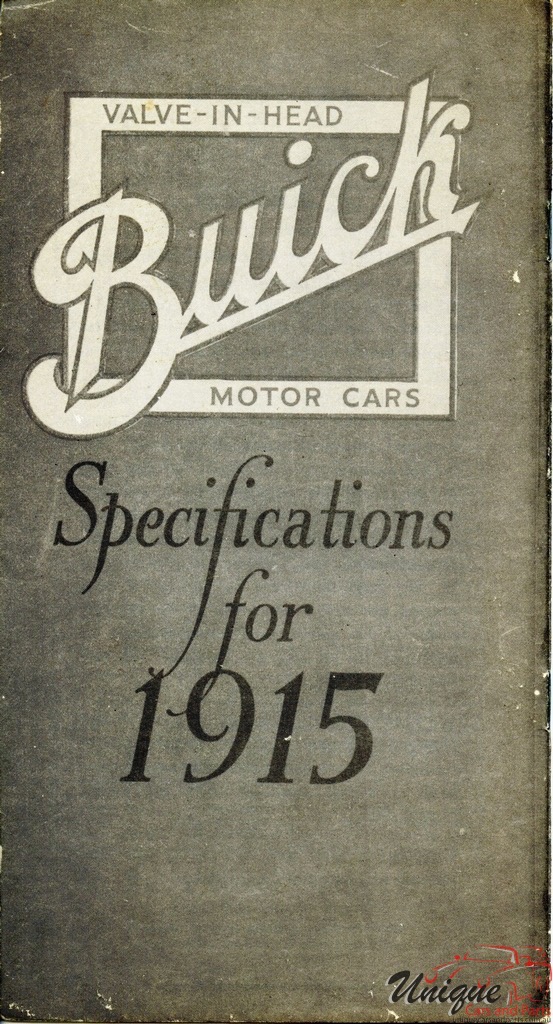 1915 Buick Specifications Folder Page 1